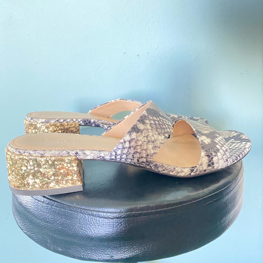 Jcrew snake print with gold glittered Heel